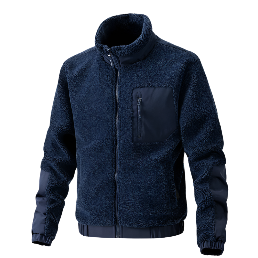 Men’s Outdoor Fleece Jacket – Zip-Up with Reinforced Details