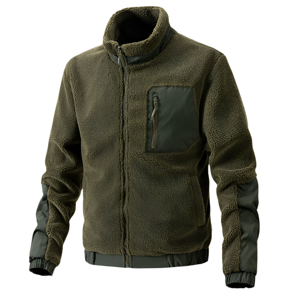 Men’s Outdoor Fleece Jacket – Zip-Up with Reinforced Details