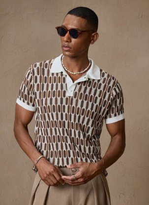 Solorfit | Men's Knit Short Sleeve Polo Shirt with Elastic Waistband – Stylish Everyday Wear