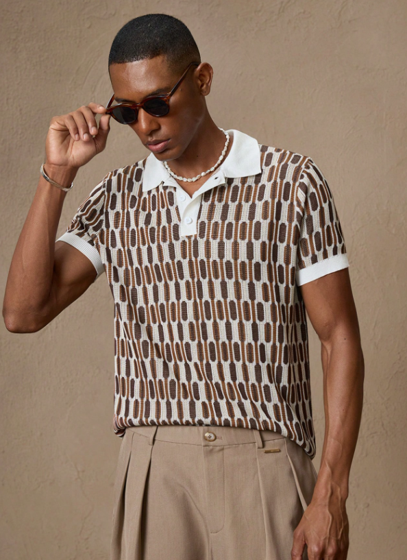 Solorfit | Men's Knit Short Sleeve Polo Shirt with Elastic Waistband – Stylish Everyday Wear