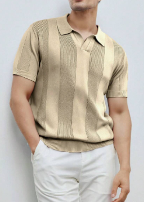 Solorfit | Men's Solid Color Knit Short Sleeve Sweater – Summer Polo Casual Shirt