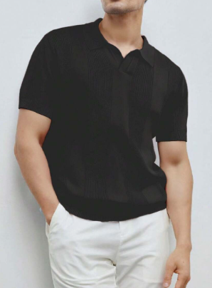 Solorfit | Men's Solid Color Knit Short Sleeve Sweater – Summer Polo Casual Shirt
