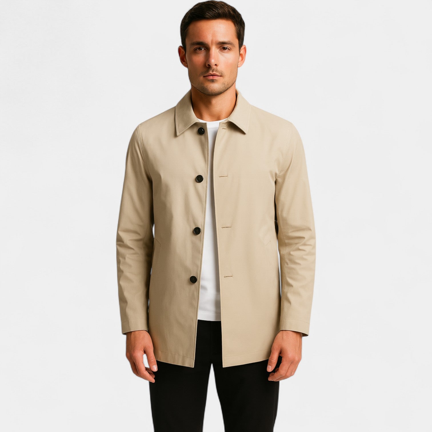 Riche | Men’s Mid-Length Trench Coat – Lightweight Formal Overcoat