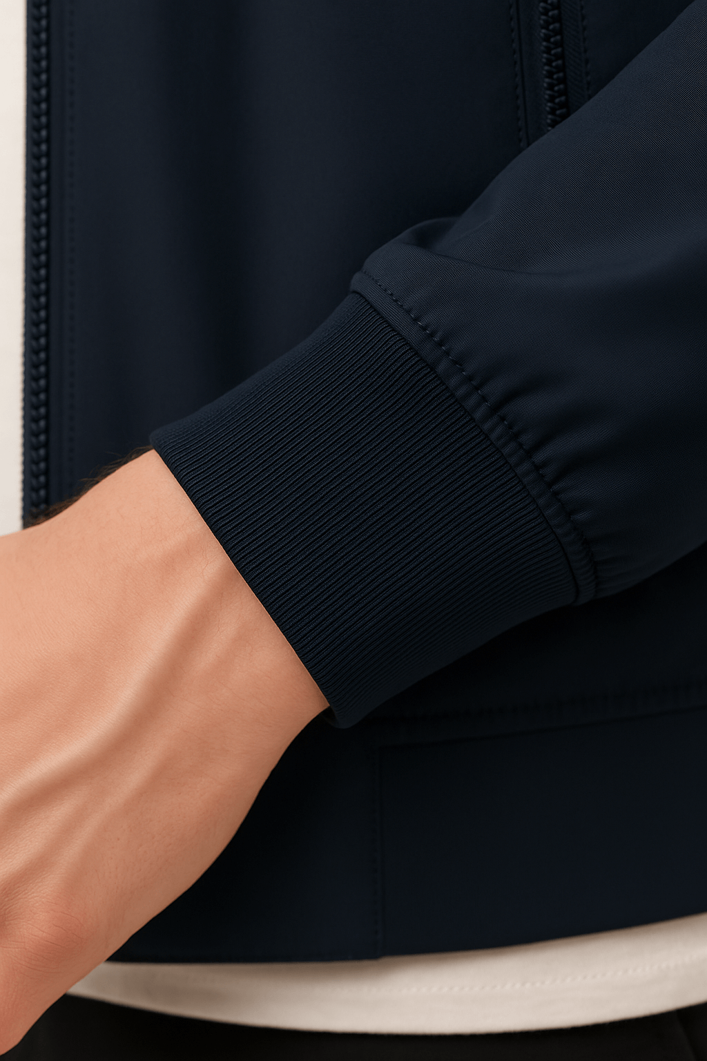 Classic Dark Blue Bomber Jacket – Men’s Casual Outerwear