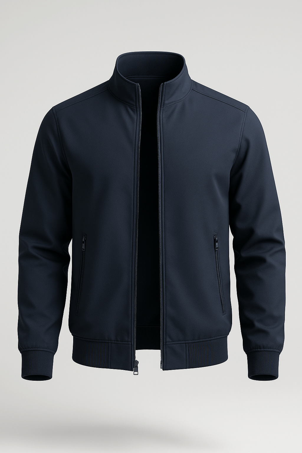 Classic Dark Blue Bomber Jacket – Men’s Casual Outerwear