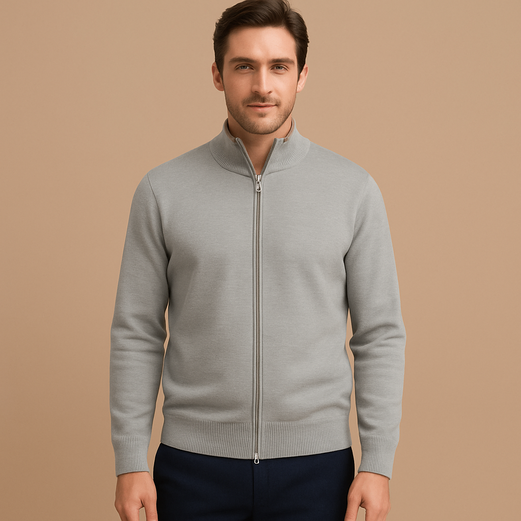 Men’s Zip-Up Vest with Collar – Sleeveless Jacket with Ribbed Hem and Casual Style