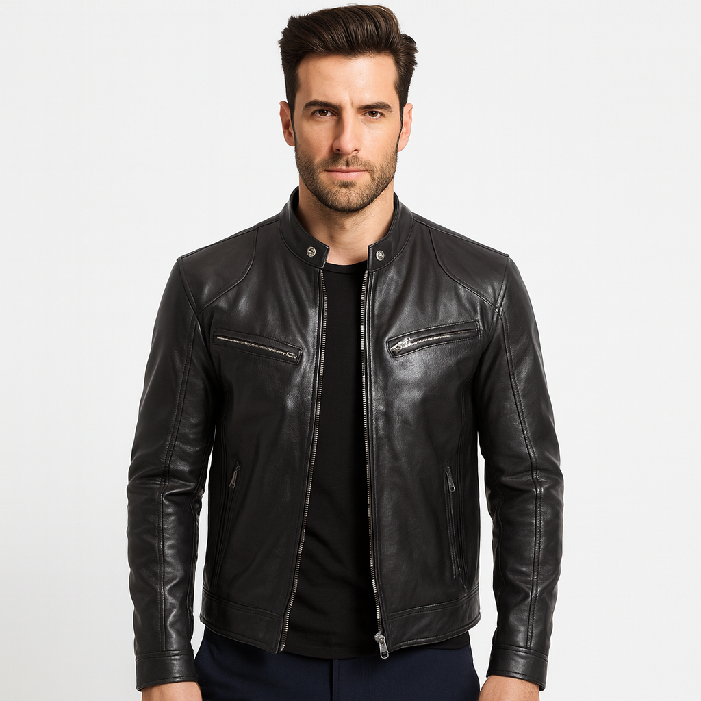 Casual Leather Jacket With Buttoned Collar For Men | Perfect for Casual Days