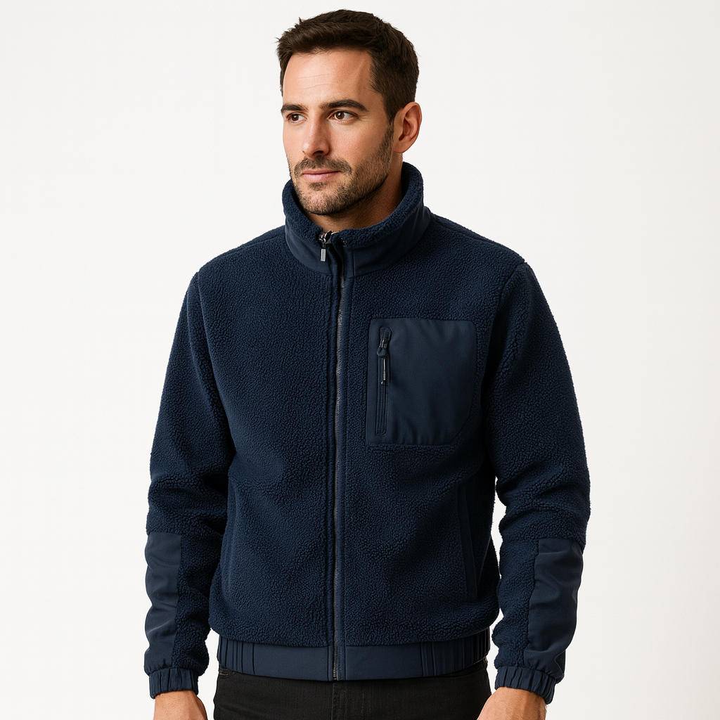 Men’s Outdoor Fleece Jacket – Zip-Up with Reinforced Details