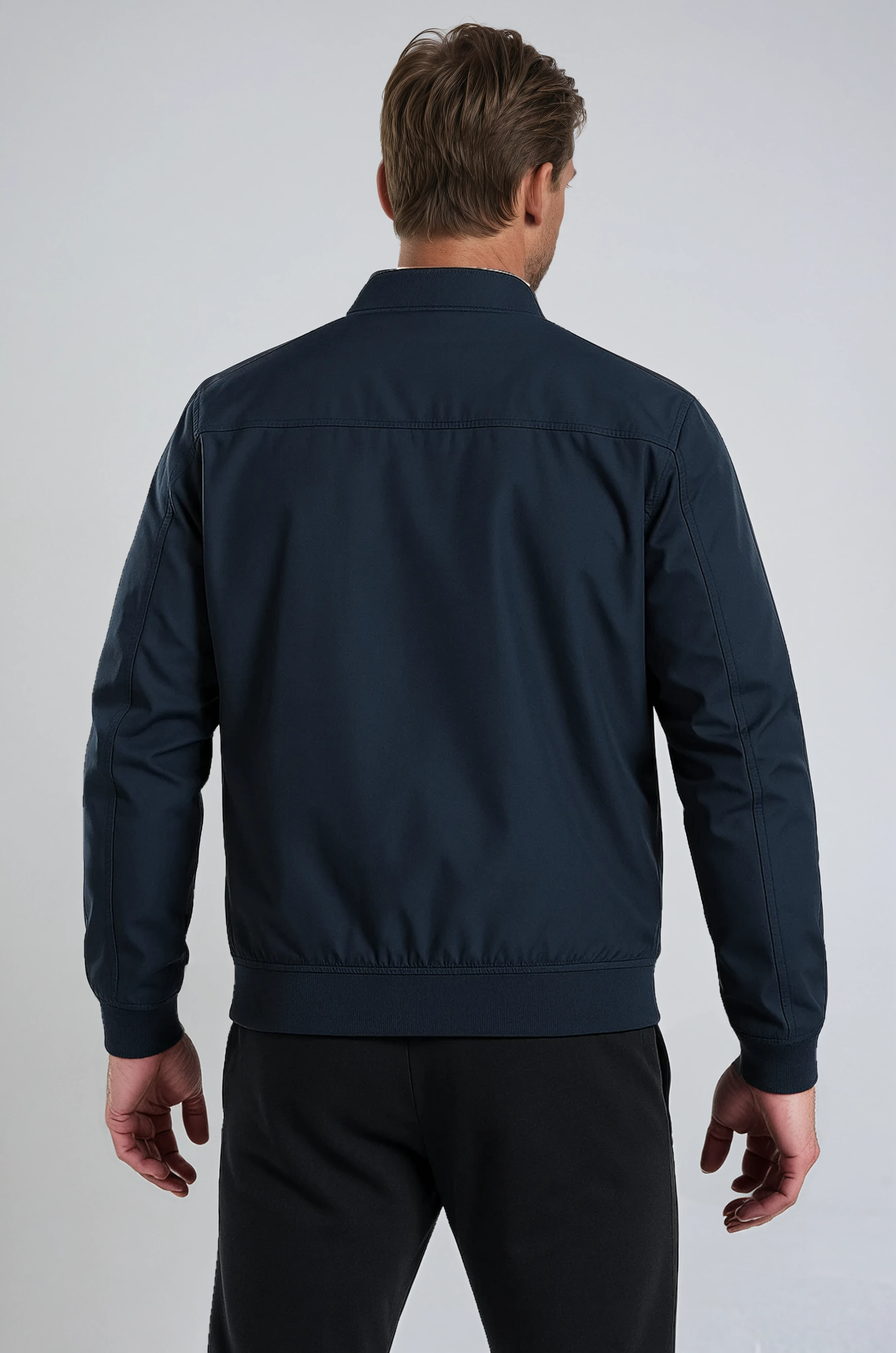 Classic Dark Blue Bomber Jacket – Men’s Casual Outerwear