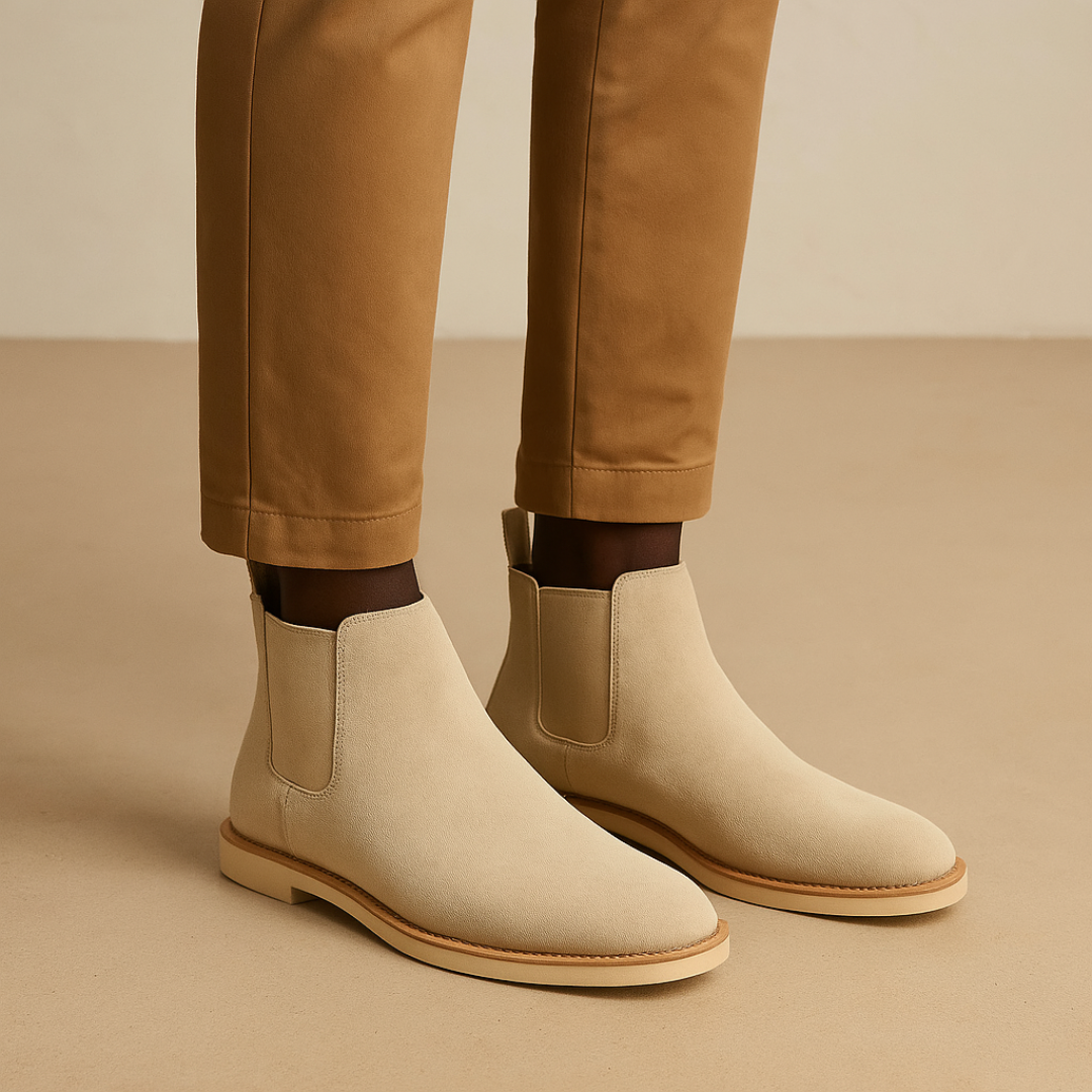 Classic Suede Chelsea Boots for Men – Black Slip-On Boots with Elastic Sides for All-Season Versatility