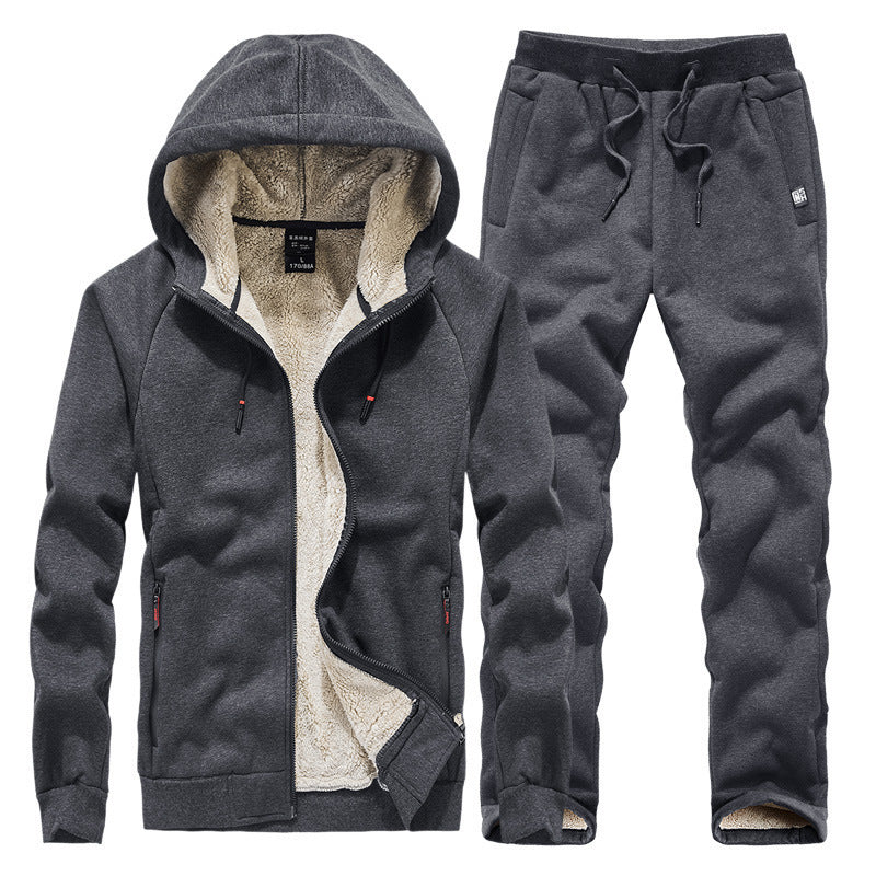 Men’s Thick Warm Fleece Tracksuit – Comfortable Winter Jogging Set