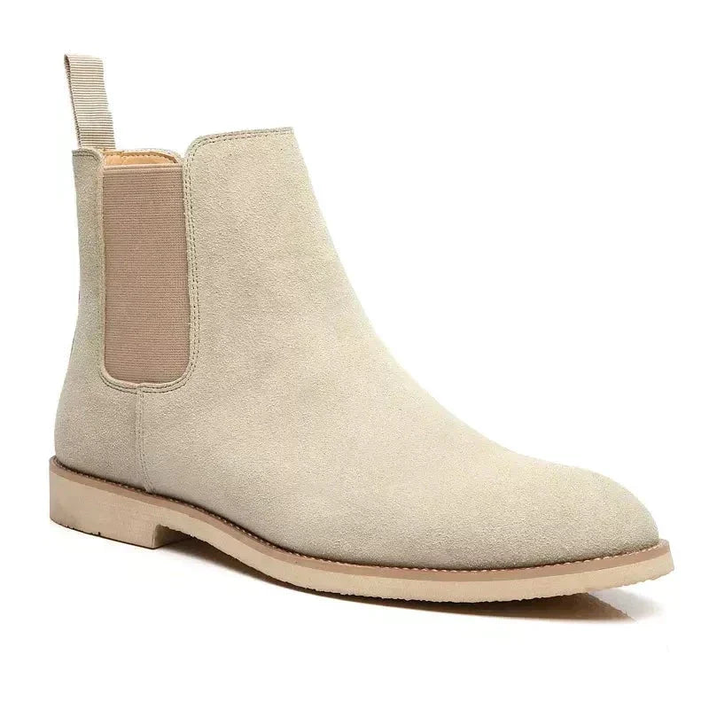Men’s Calf Suede Chelsea Boots – Classic Slip-On Ankle Boots with Elastic Side Panels