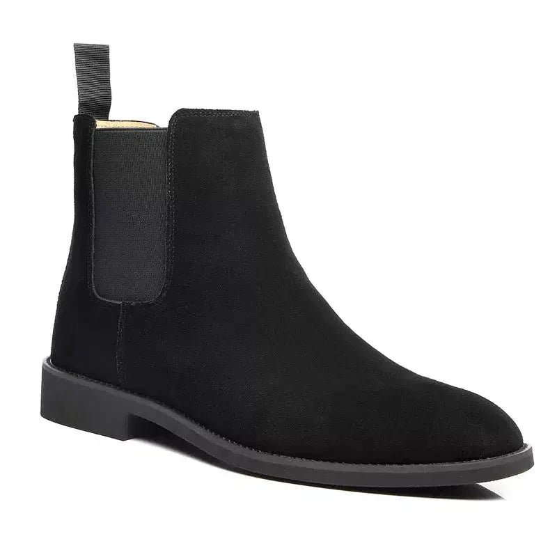 Men’s Calf Suede Chelsea Boots – Classic Slip-On Ankle Boots with Elastic Side Panels