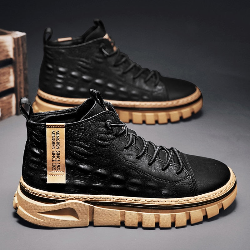 Dango Leather Sneakers – Men’s Casual Low-Top Shoes with Modern Design