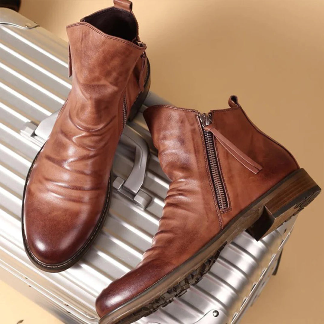 Men’s Leather Boots with Zipper – Modern Design Ankle Boots for Everyday and Formal Wear
