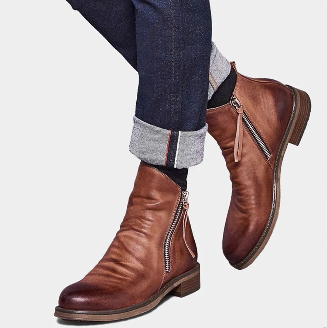 Men’s Leather Boots with Zipper – Modern Design Ankle Boots for Everyday and Formal Wear