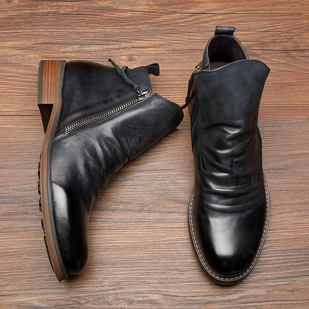 Men’s Leather Boots with Zipper – Modern Design Ankle Boots for Everyday and Formal Wear