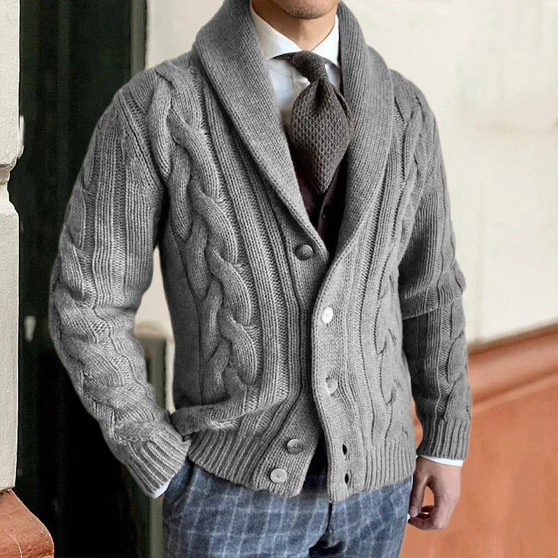 Men’s Chunky Knit Cardigan – Warm Winter Sweater with Classic Texture
