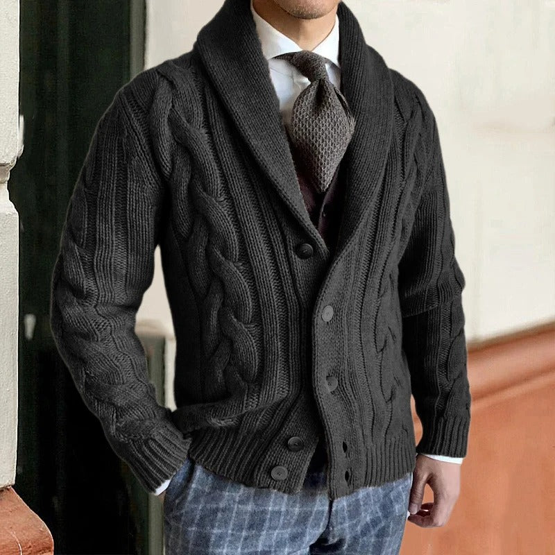 Men’s Chunky Knit Cardigan – Warm Winter Sweater with Classic Texture