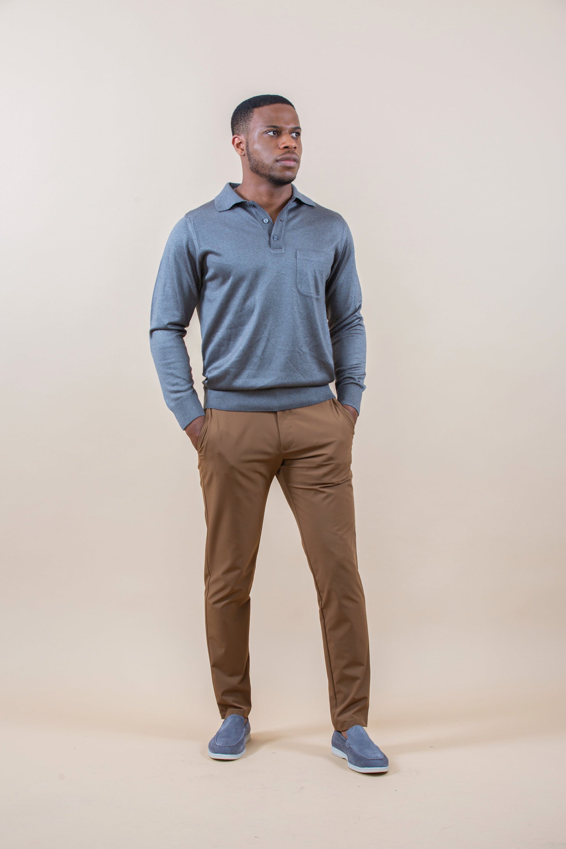 WOOL-Blend Glans Longsleeve Polo Sweater