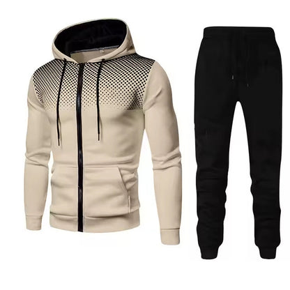 Men's two-piece tracksuit with zippered hoodie