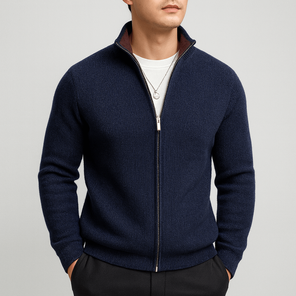 Mason Cozy Knitted Zip Sweater – Men’s Soft Full-Zip Knit