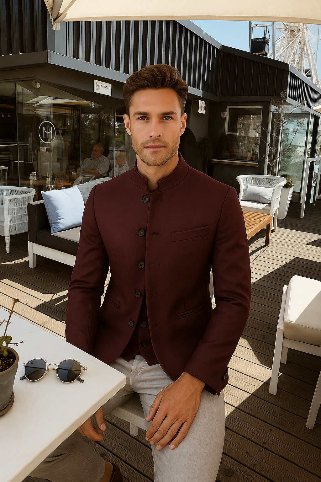 Lars – Elegant Raised Collar Blazer