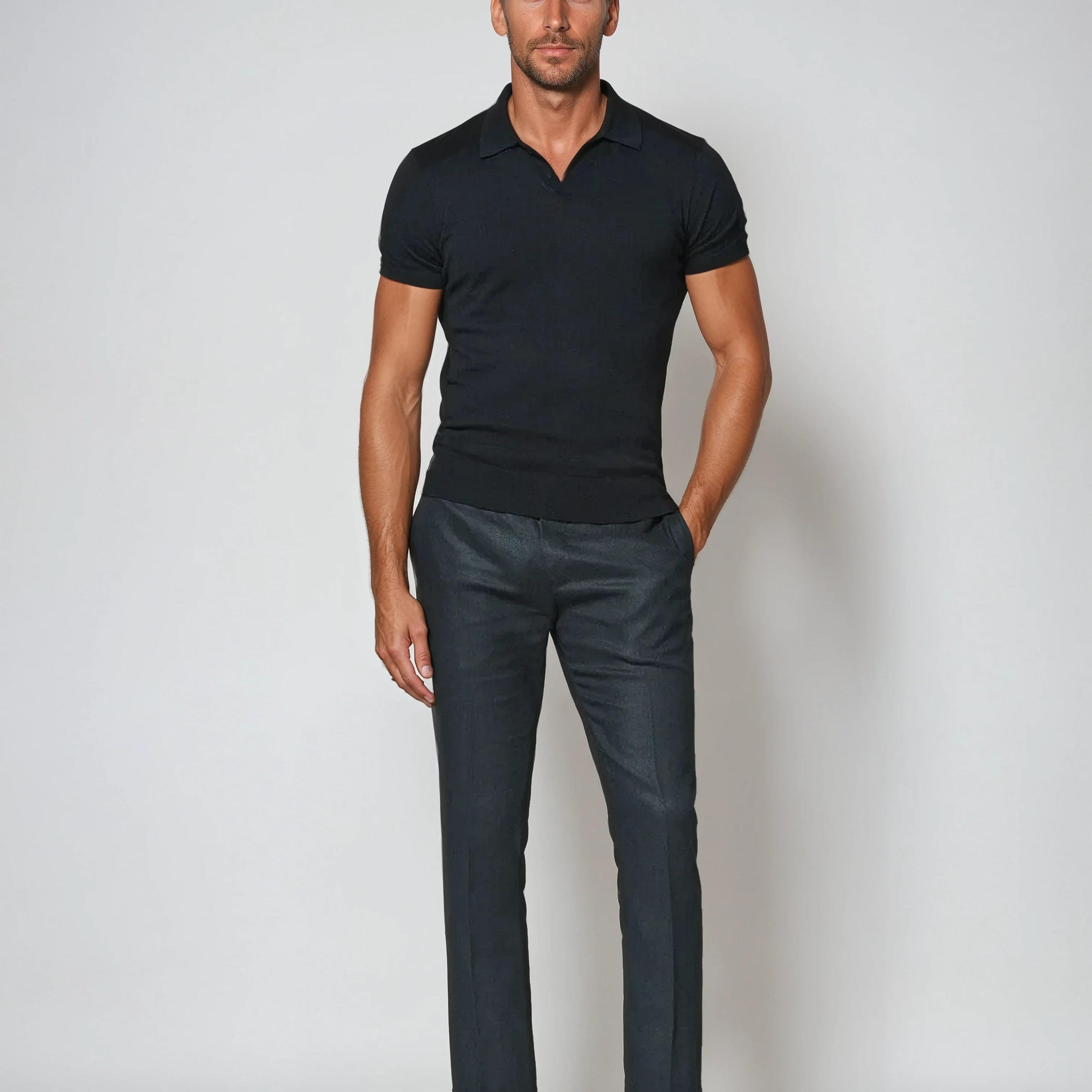 Polo Men Cotton Without Buttons - Navy Blue - Solorfit