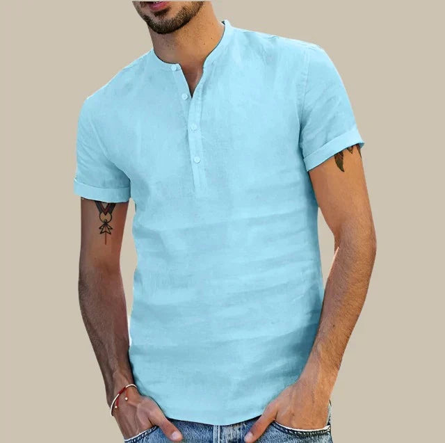 Valenzo Shirt | Premium Linen-Look Short-Sleeve Men's Shirt - Solorfit