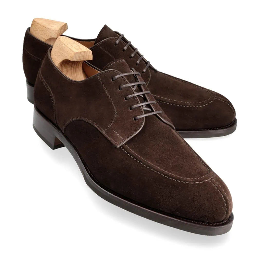 Brown Suede Norwegian Shoes – Men’s Classic Lace-Up Dress Shoes with Durable Sole