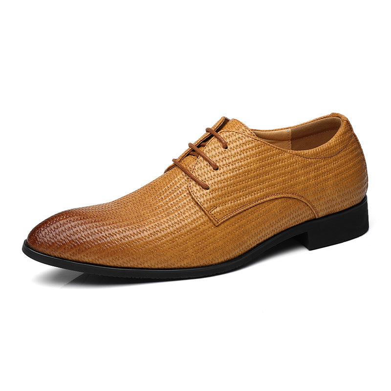 Men’s Embossed Oxford Dress Shoes – Pointed Toe British Style Formal Footwear