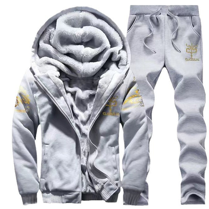 Men’s Winter Fleece Tracksuit – Thick Warm 2-Piece Hoodie & Pants Set