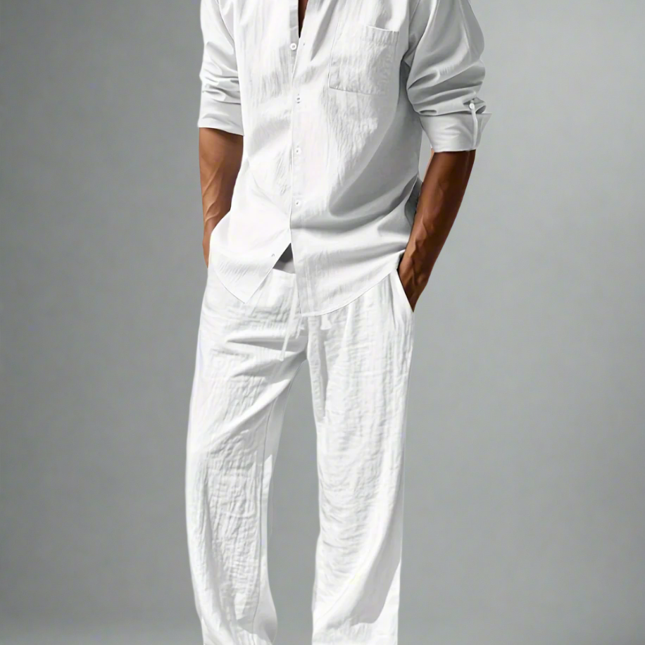Men’s Casual Set – Breathable Relaxed Fit Outfit with Comfortable Top and Pants