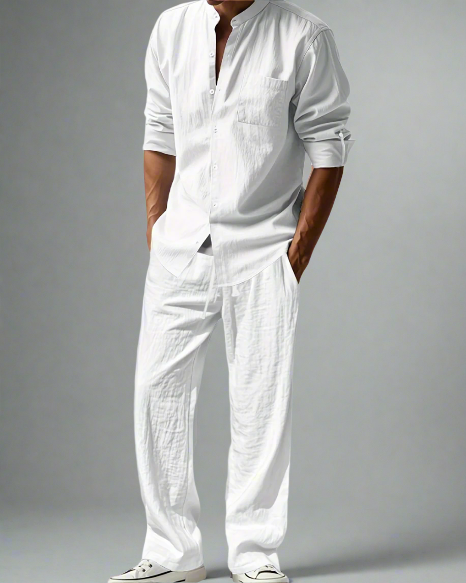 Men’s Casual Set – Breathable Relaxed Fit Outfit with Comfortable Top and Pants