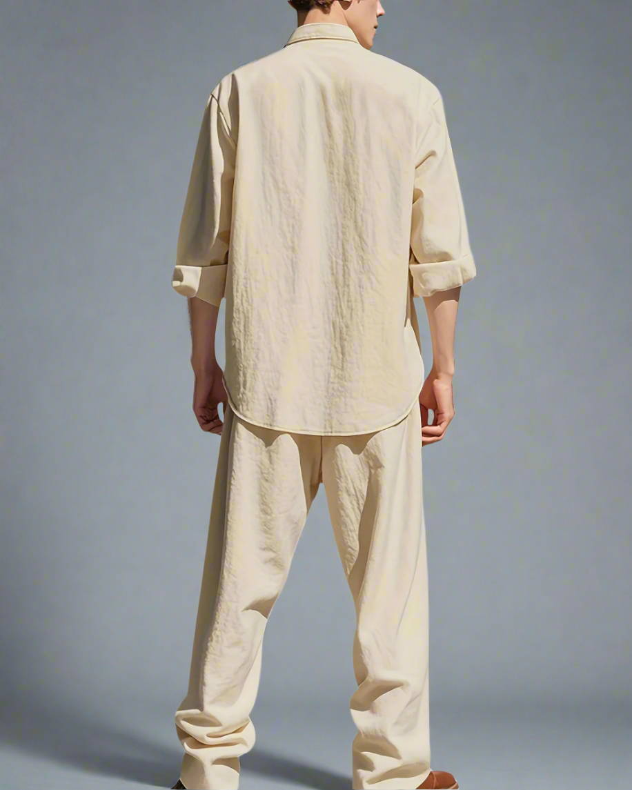 Men’s Casual Set – Breathable Relaxed Fit Outfit with Comfortable Top and Pants