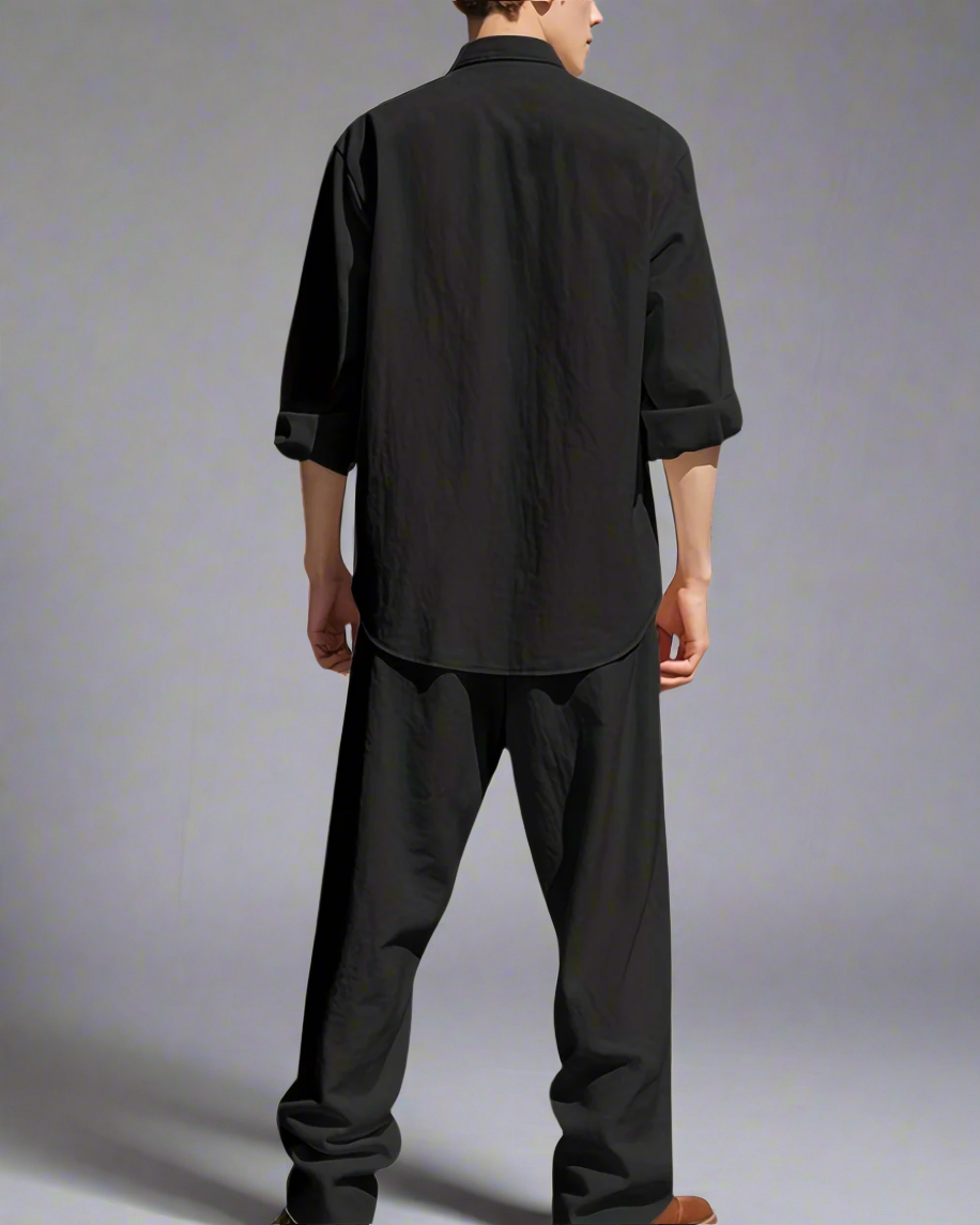 Men’s Casual Set – Breathable Relaxed Fit Outfit with Comfortable Top and Pants