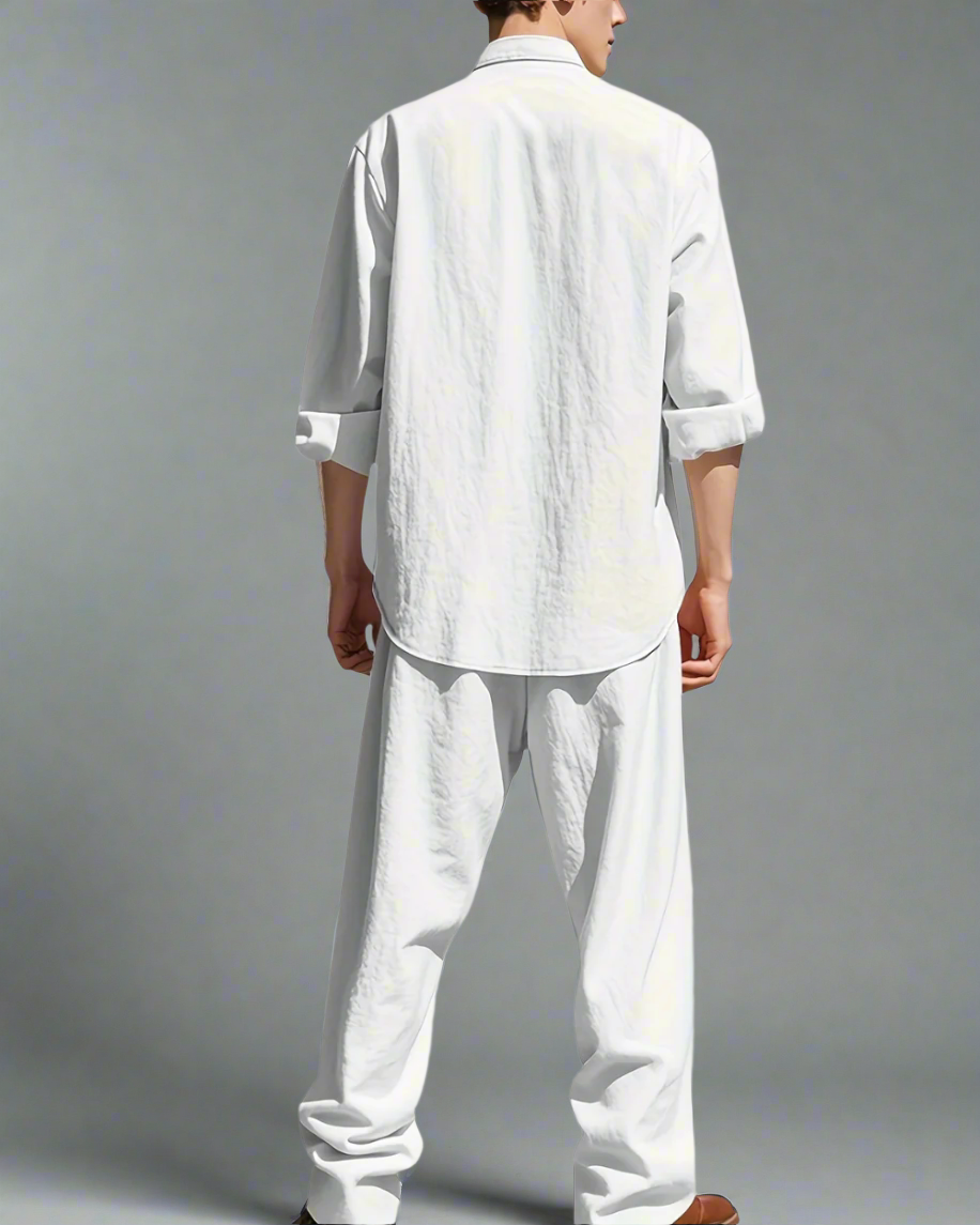 Men’s Casual Set – Breathable Relaxed Fit Outfit with Comfortable Top and Pants