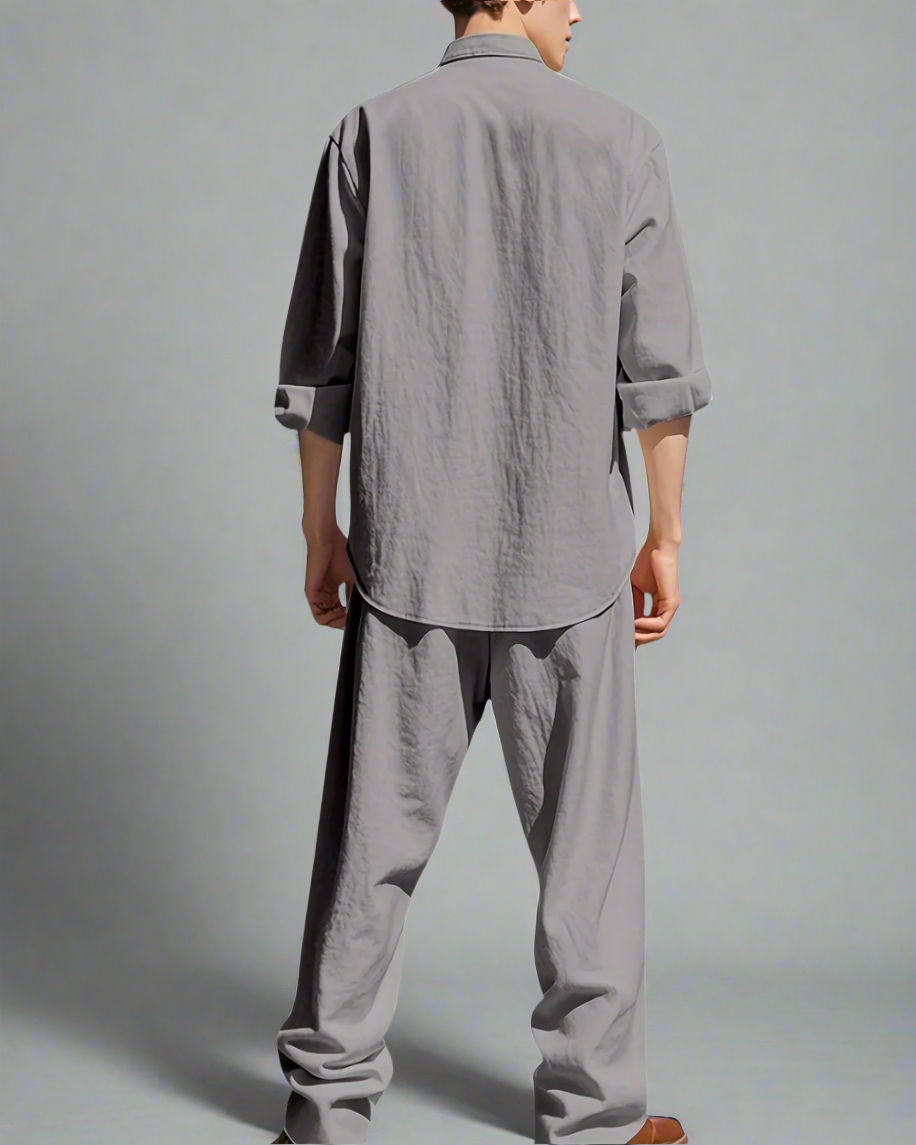 Men’s Casual Set – Breathable Relaxed Fit Outfit with Comfortable Top and Pants