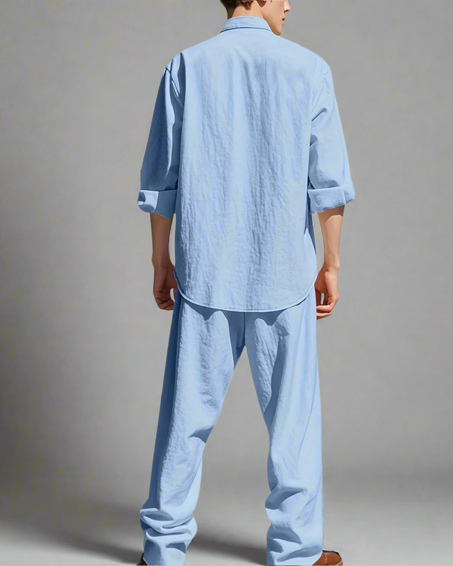 Men’s Casual Set – Breathable Relaxed Fit Outfit with Comfortable Top and Pants