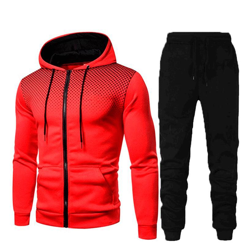 Men's two-piece tracksuit with zippered hoodie