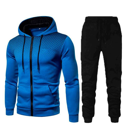 Men's two-piece tracksuit with zippered hoodie