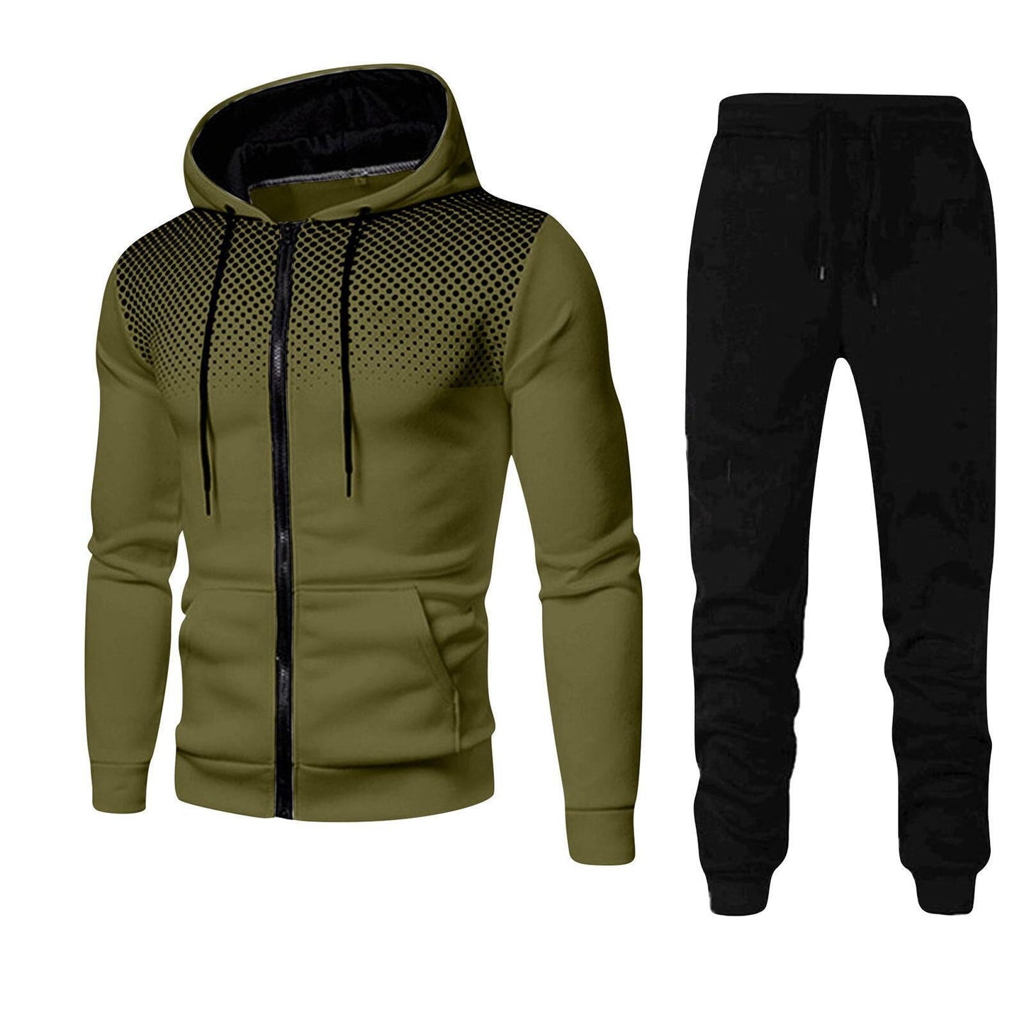 Men's two-piece tracksuit with zippered hoodie