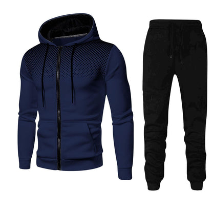 Men's two-piece tracksuit with zippered hoodie