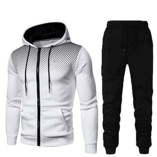 Men's two-piece tracksuit with zippered hoodie