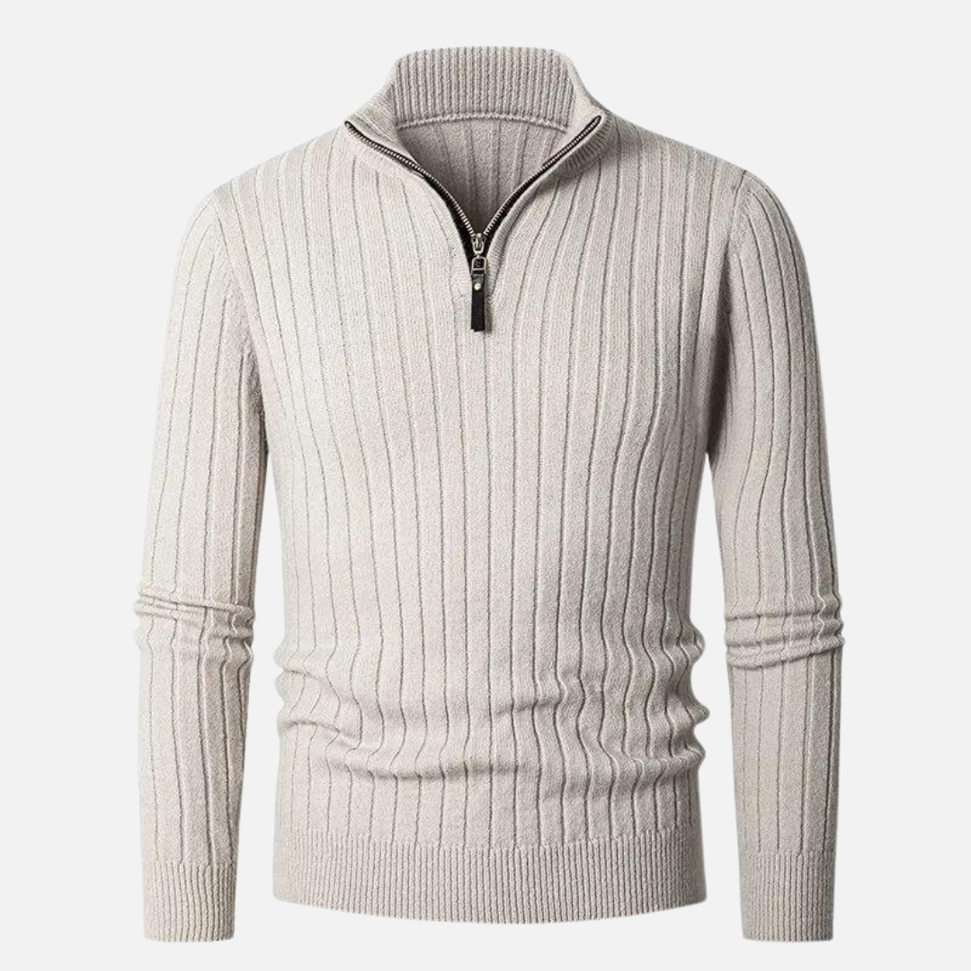 Men’s Half-Zip Sweater – Classic Knitted Pullover with Zipper Collar - Solorfit