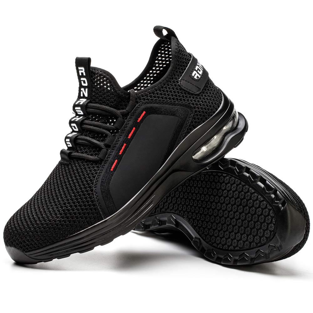 Luna Black Safety Shoes – Men’s Lightweight Steel Toe Work Sneakers with Slip-Resistant Sole