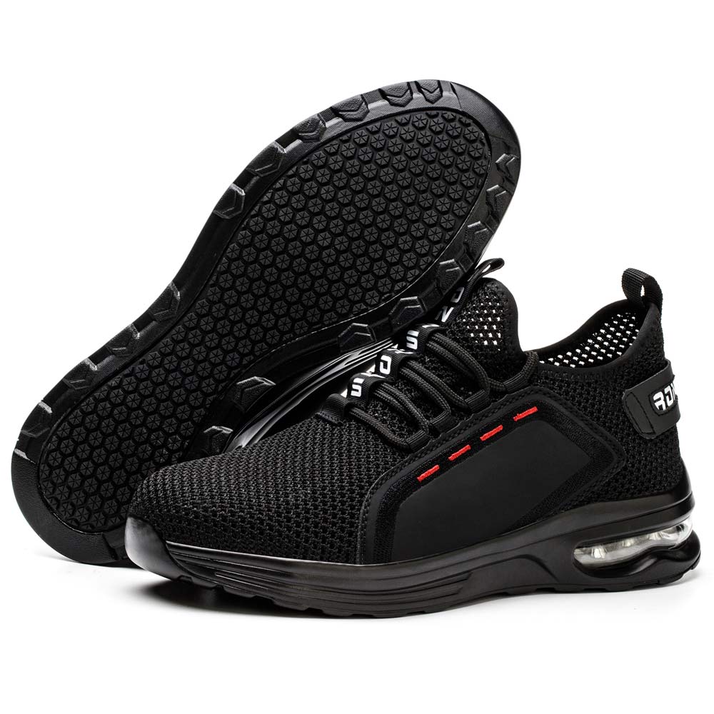 Luna Black Safety Shoes – Men’s Lightweight Steel Toe Work Sneakers with Slip-Resistant Sole