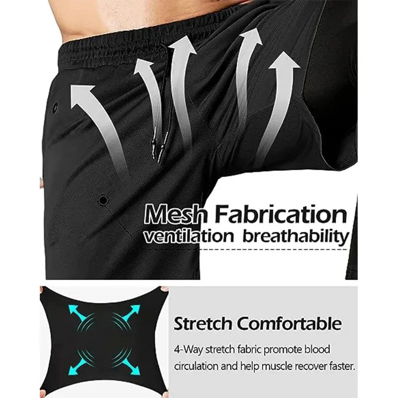 Men's 2-in-1 breathable fitness training pants