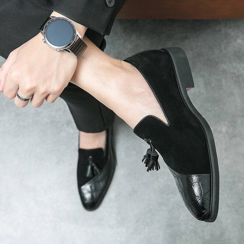 Lussone Tassel Loafers – Men’s Italian Style Red Bottom Leather Slip-On Shoes