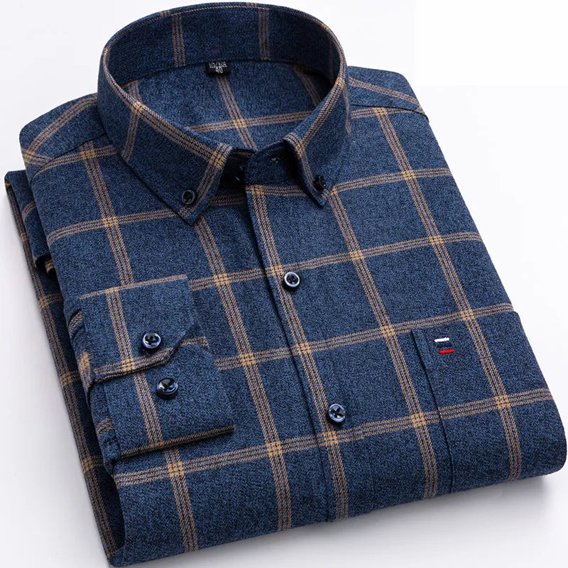 Vinthentic Everett Cotton Plaid Shirt Blouse – Classic Men’s Casual Wear